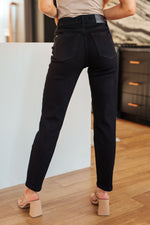 Reese Rhinestone Slim Fit Jeans in Black - Maple Row Boutique 