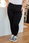 Reese Rhinestone Slim Fit Jeans in Black - Maple Row Boutique 