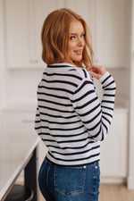 Self Improvement V-Neck Striped Sweater - Maple Row Boutique 