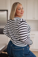 Self Improvement V-Neck Striped Sweater - Maple Row Boutique 