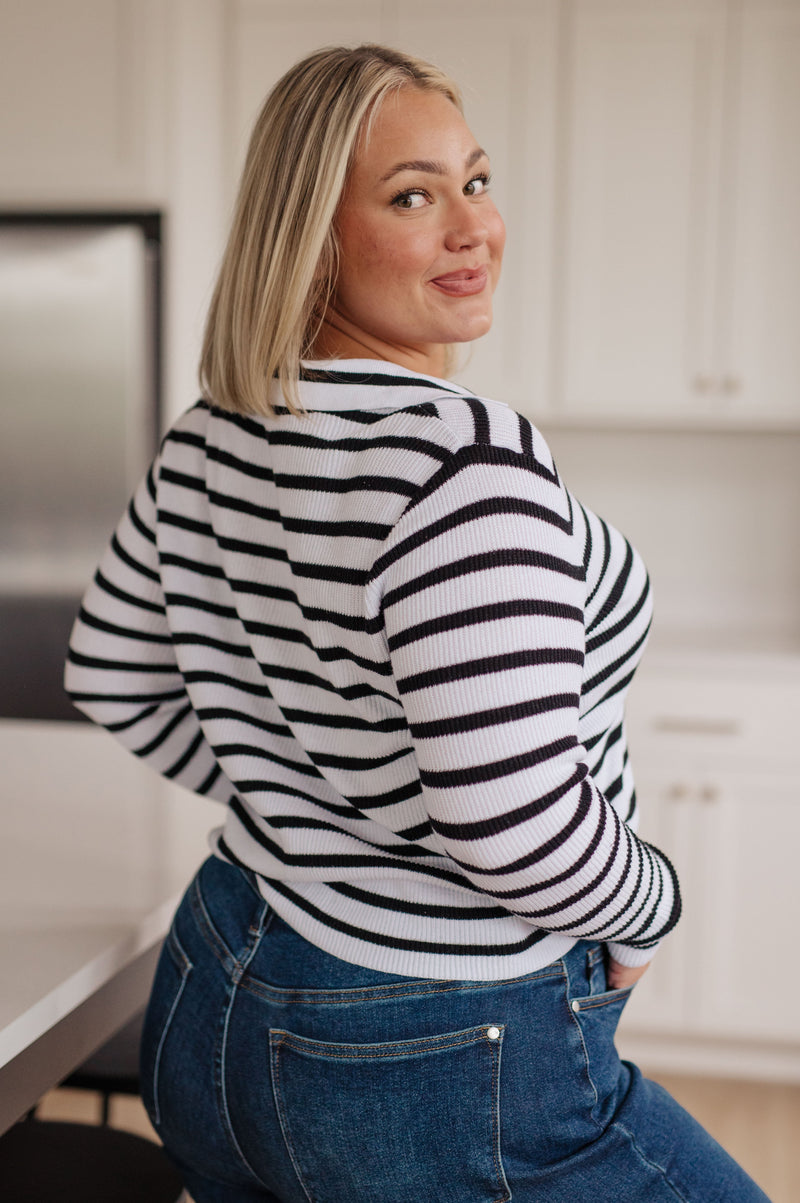 Self Improvement V-Neck Striped Sweater - Maple Row Boutique 