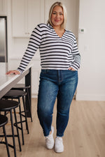 Self Improvement V-Neck Striped Sweater - Maple Row Boutique 