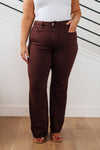 Sienna High Rise Control Top Flare Jeans in Espresso - Maple Row Boutique 