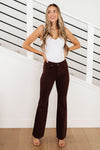 Sienna High Rise Control Top Flare Jeans in Espresso - Maple Row Boutique 