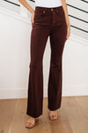 Sienna High Rise Control Top Flare Jeans in Espresso - Maple Row Boutique 