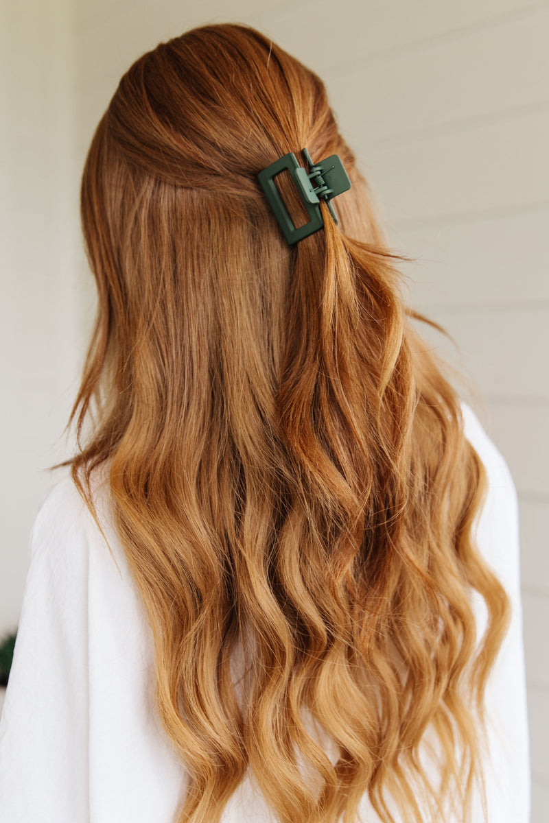 Small Square Claw Clip in Matte Army - Maple Row Boutique 