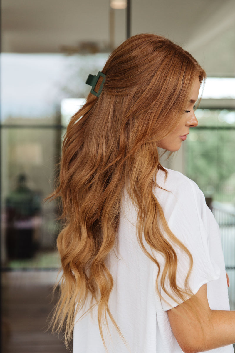 Small Square Claw Clip in Matte Army - Maple Row Boutique 
