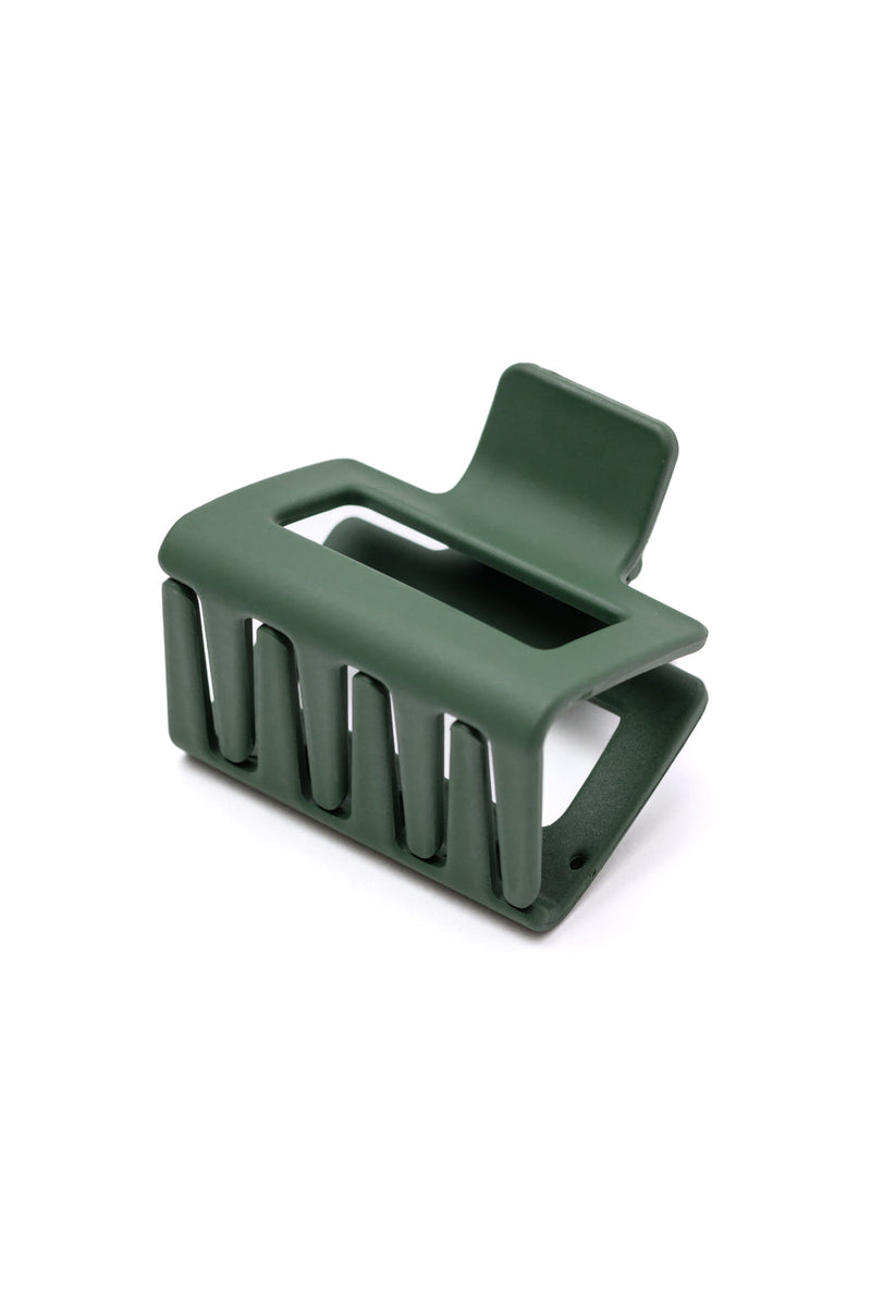 Small Square Claw Clip in Matte Army - Maple Row Boutique 
