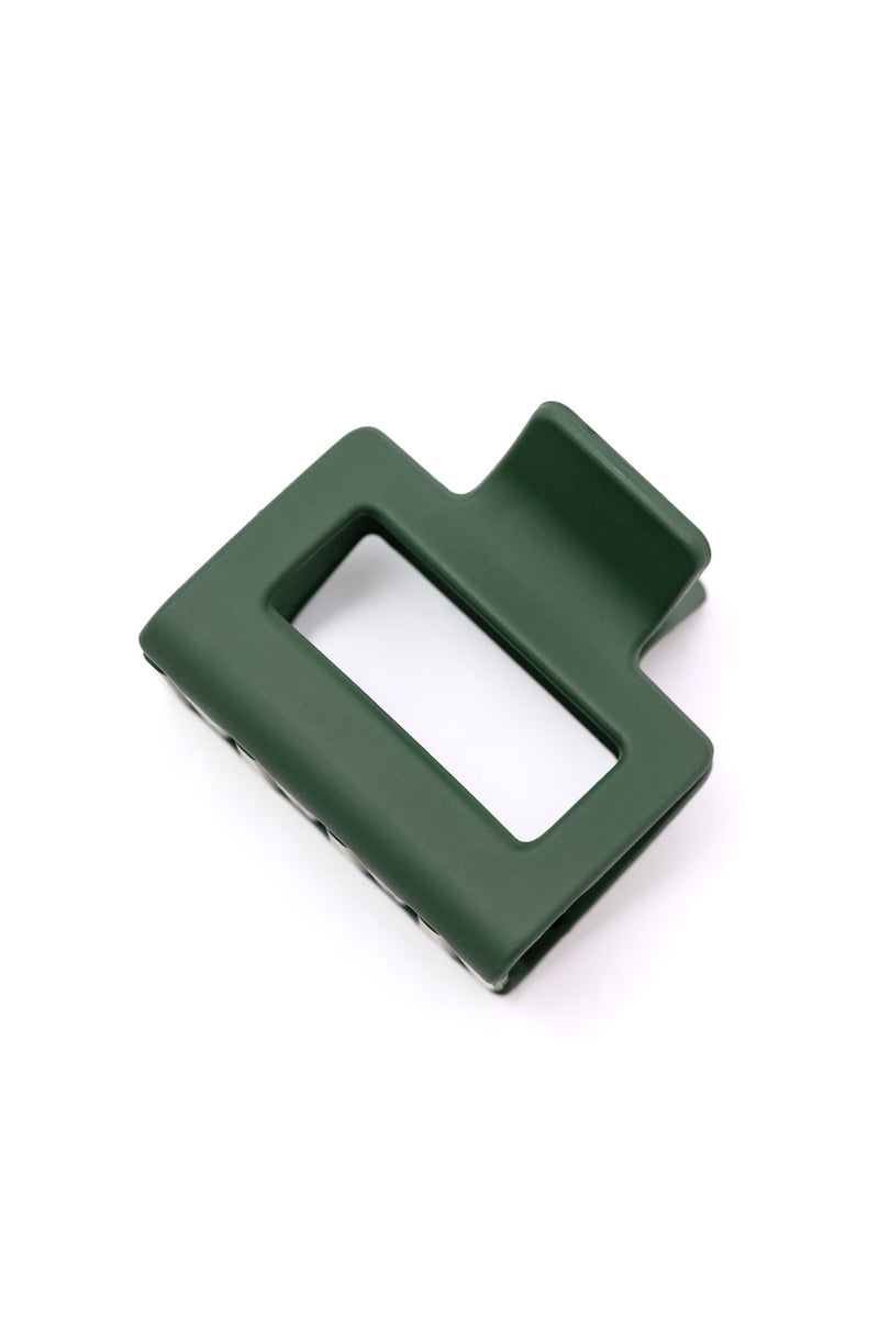 Small Square Claw Clip in Matte Army - Maple Row Boutique 