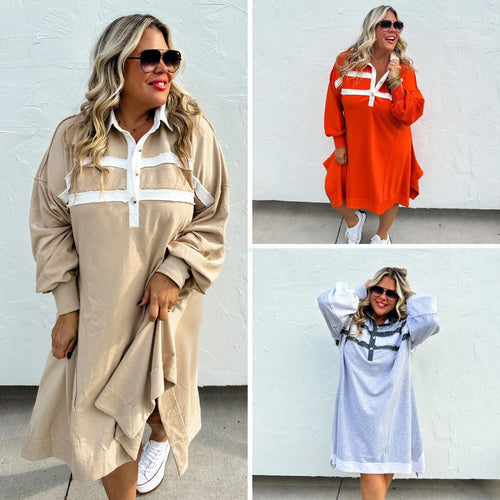 PREORDER: Varsity Lounge Dress In Three Colors - Maple Row Boutique 