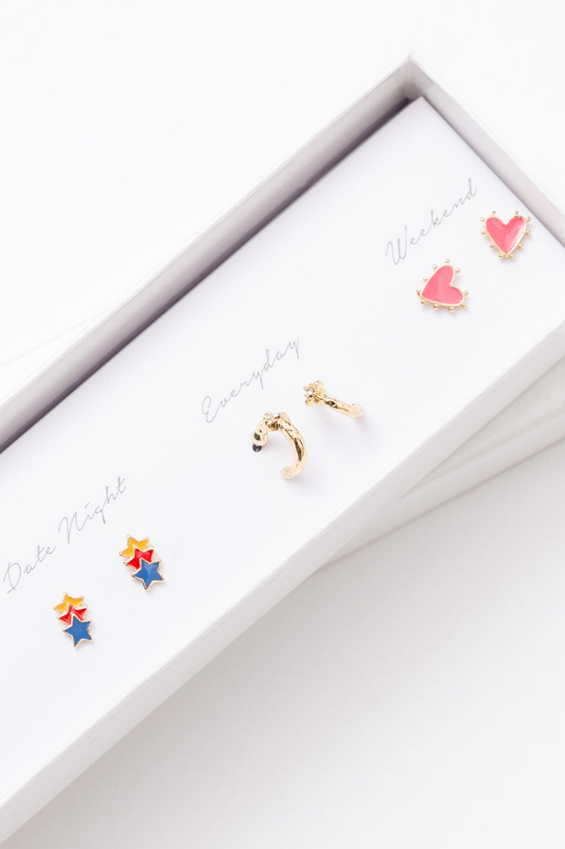 Sunny State Of Mind Box Earring Set - Maple Row Boutique 