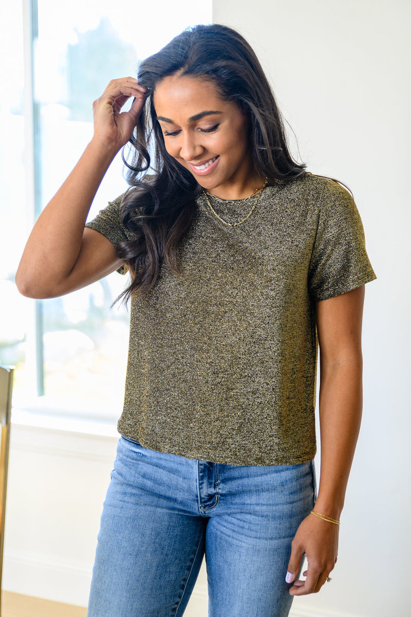 Sweetly Twinkle Short Sleeve Knit Top In Black - Maple Row Boutique 