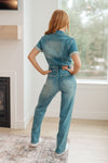 Sylvia Short Sleeve Denim Jumpsuit - Maple Row Boutique 