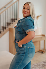 Sylvia Short Sleeve Denim Jumpsuit - Maple Row Boutique 