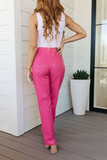 Tanya Control Top Faux Leather Pants in Hot Pink - Maple Row Boutique 