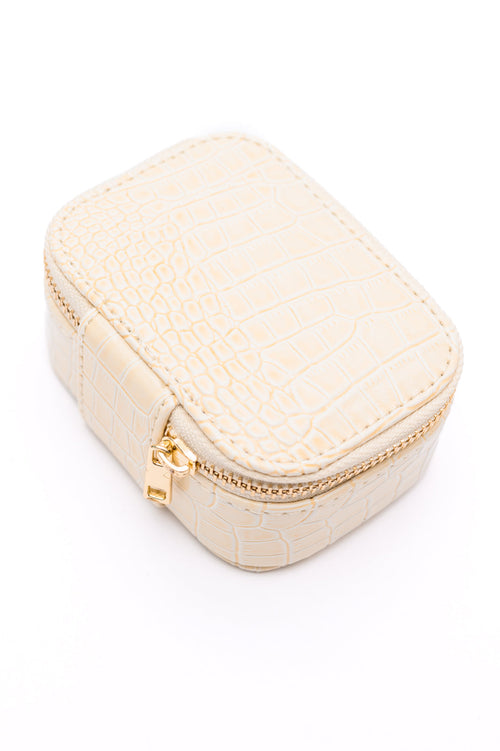 Travel Jewelry Case in Cream Snakeskin - Maple Row Boutique 