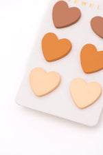 Triple Hearts Studs in Brown - Maple Row Boutique 