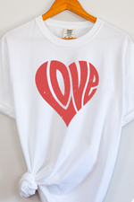 RED LOVE HEART TEE (COMFORT COLORS) - Maple Row Boutique 