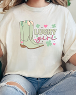 LUCKY GIRL TEE (COMFORT COLORS) - Maple Row Boutique 