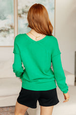 Very Understandable V-Neck Sweater in Green - Maple Row Boutique 