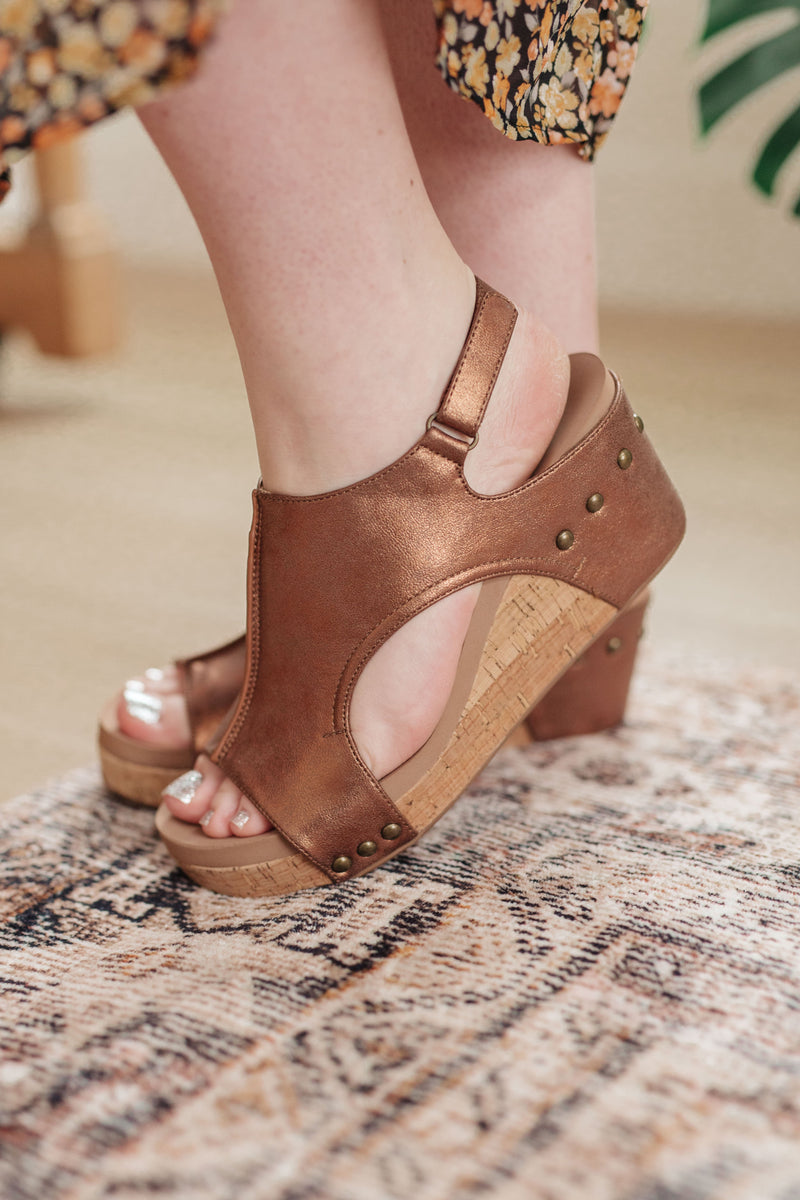 Walk This Way Wedge Sandals in Antique Bronze - Maple Row Boutique 