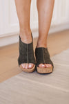Walk This Way Wedge Sandals in Olive Suede - Maple Row Boutique 