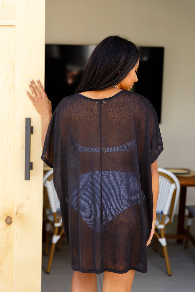 Warm Days, Cool Nights Top in Black - Maple Row Boutique 