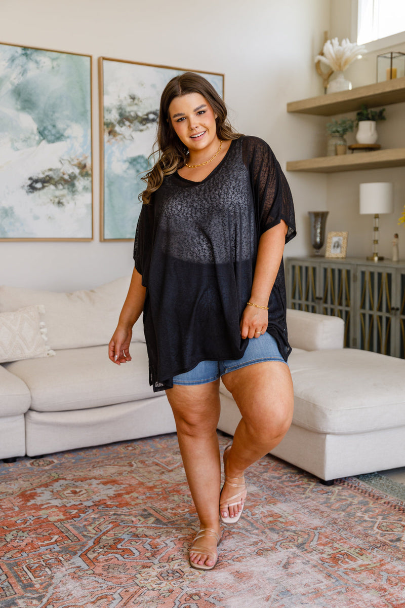 Warm Days, Cool Nights Top in Black - Maple Row Boutique 