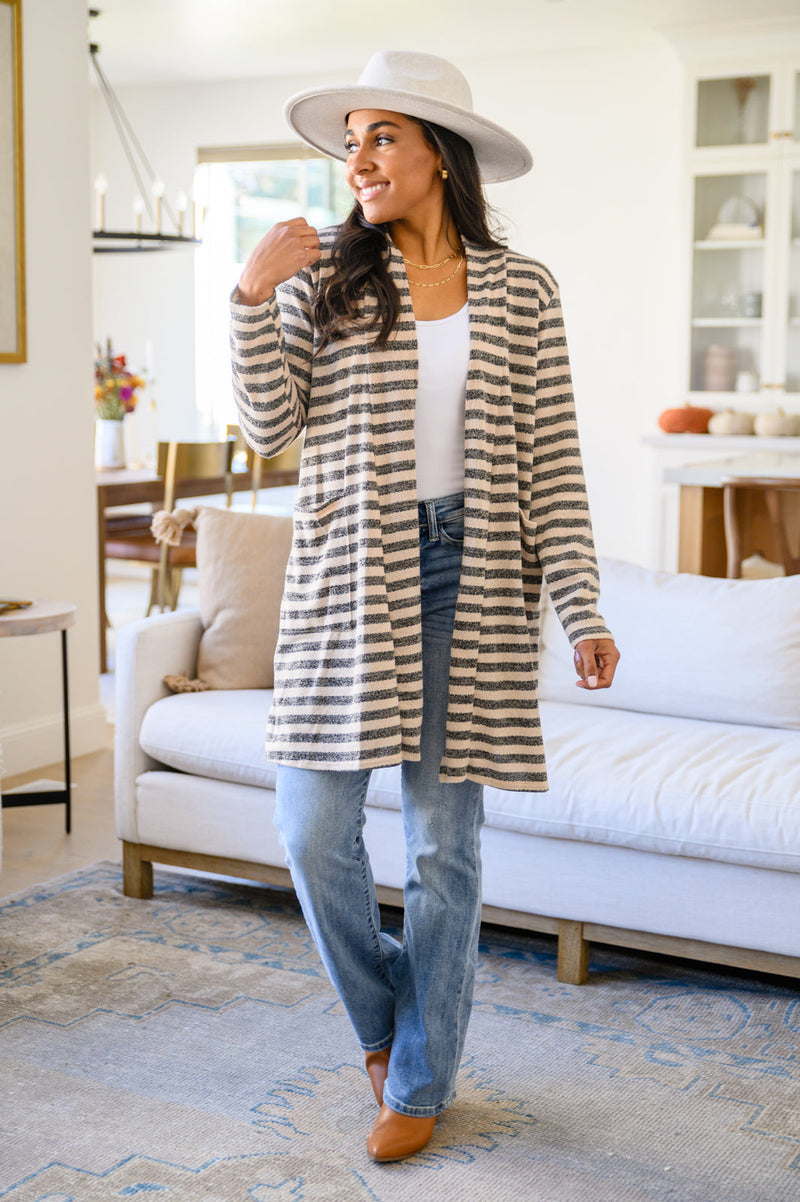 What's Mine Is Yours Striped Cardigan - Maple Row Boutique 
