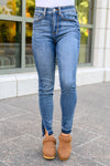 Winona Released Hem Side Slit Skinnies - Maple Row Boutique 