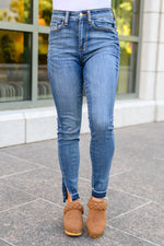 Winona Released Hem Side Slit Skinnies - Maple Row Boutique 