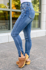 Winona Released Hem Side Slit Skinnies - Maple Row Boutique 