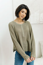 Wishful Thinking Henley In Olive - Maple Row Boutique 