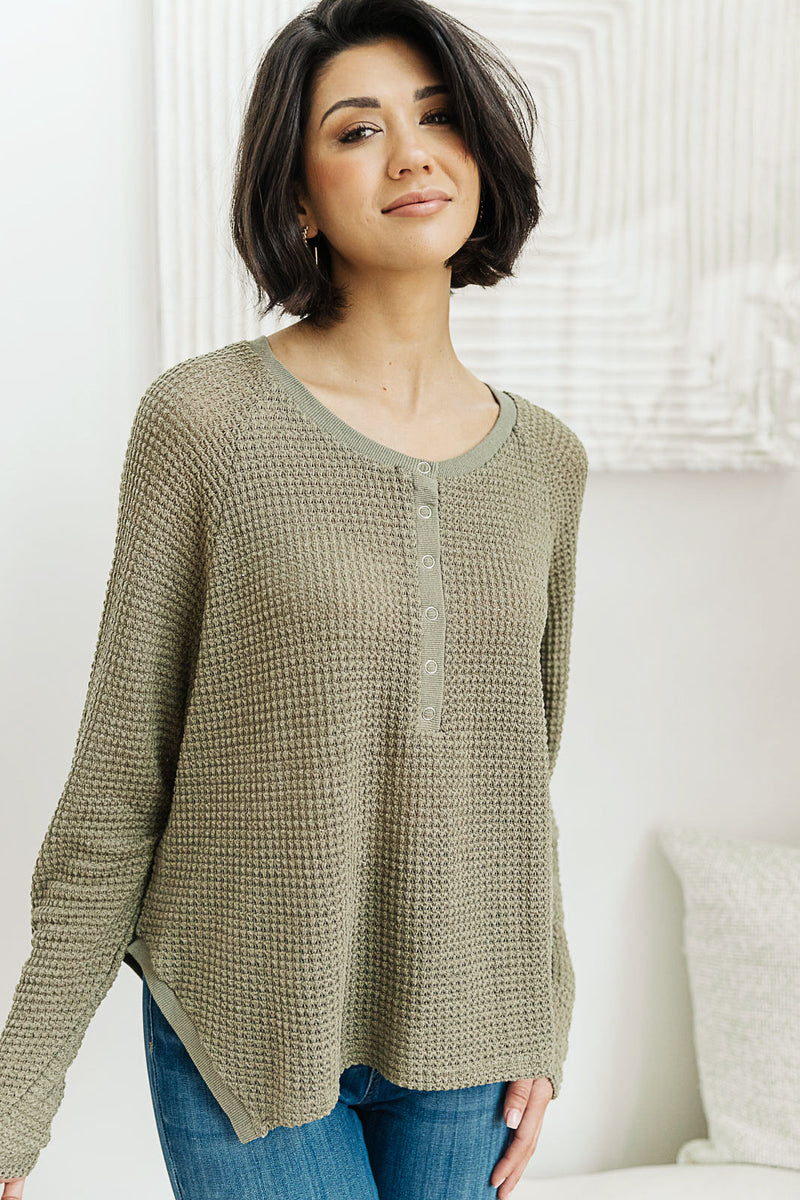 Wishful Thinking Henley In Olive - Maple Row Boutique 