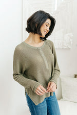 Wishful Thinking Henley In Olive - Maple Row Boutique 