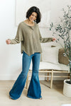 Wishful Thinking Henley In Olive - Maple Row Boutique 