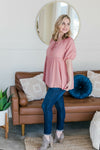 Babydoll Top with Tie Detail in Rose Pink - Maple Row Boutique 