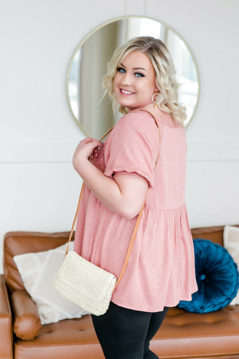 Babydoll Top with Tie Detail in Rose Pink - Maple Row Boutique 