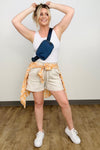 Zenana Linen Frayed Hem Drawstring Shorts With Pockets - Maple Row Boutique 