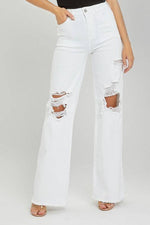 Risen High Rise Distressed Wide Leg Dad Jeans - Maple Row Boutique 