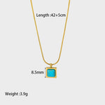 18K Gold Plated Turquoise Geometric Pendant Necklace (With Box) - Maple Row Boutique 
