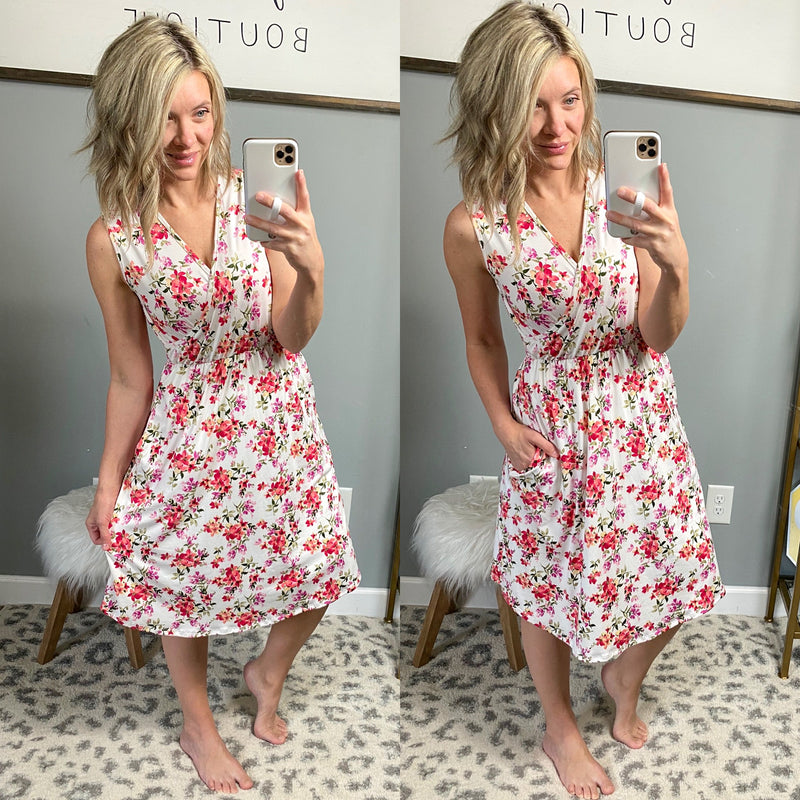 Taryn Sleeveless Midi Dress - Maple Row Boutique 