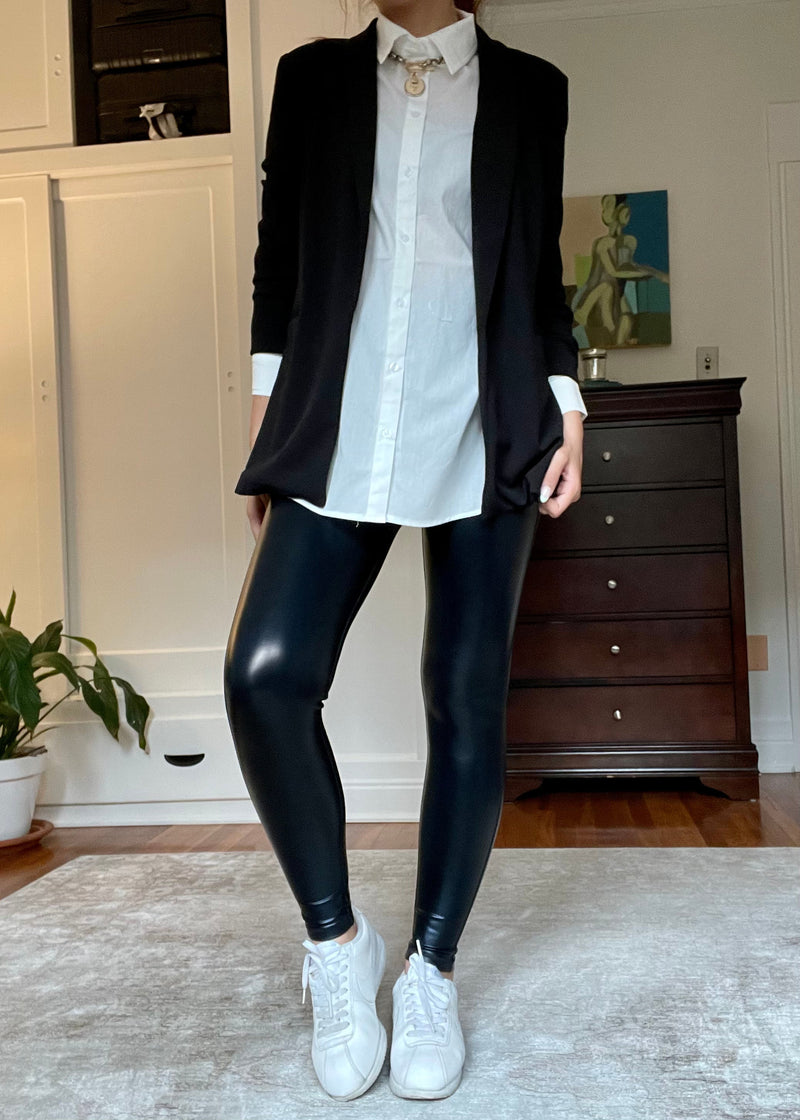Glossy Faux Leather Leggings - Maple Row Boutique 