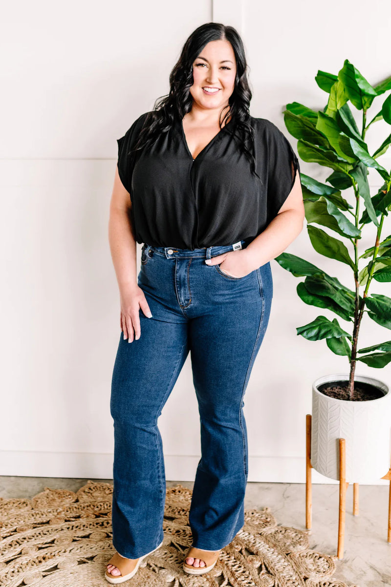 Cool Runnings Control Top, Cool Denim Flare Jeans By Judy Blue - Maple Row Boutique 