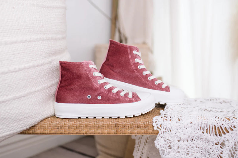 Corky’s Hunky Dory Blush Velvet High Top - Maple Row Boutique 