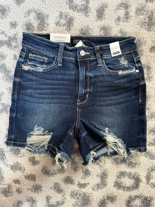 Distressed Hem Judy Blue Shorts - Maple Row Boutique 