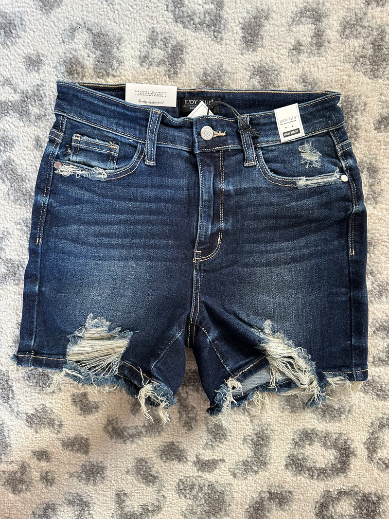 Distressed Hem Judy Blue Shorts - Maple Row Boutique 