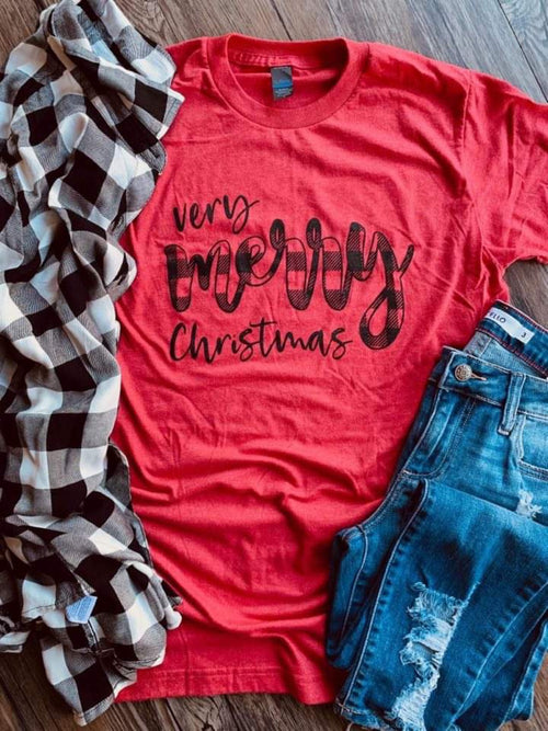 Very Merry Christmas Tee - Maple Row Boutique 