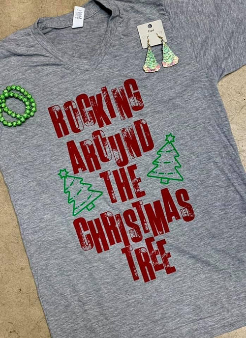 Rockin Around the Christmas Tree Tee - Maple Row Boutique 
