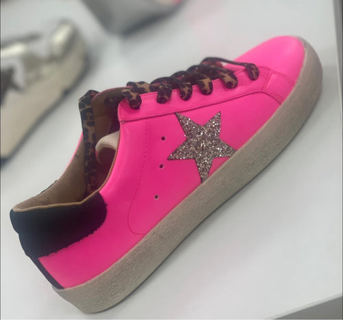 Skylar Peach Sneaker in Hot Pink - Maple Row Boutique 